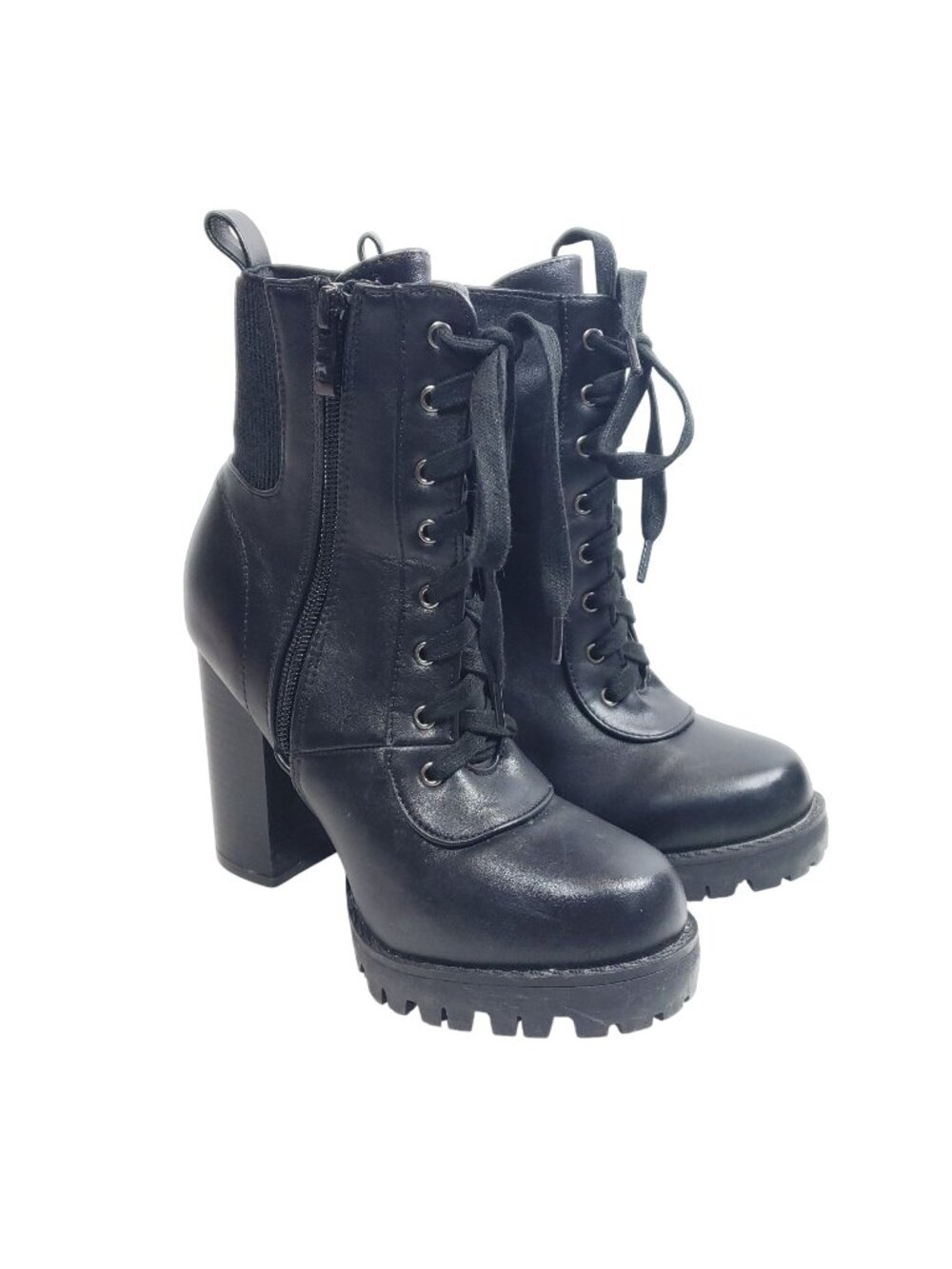 Top Moda Women's Size 6.5 Chunky High Heel Bootie Black